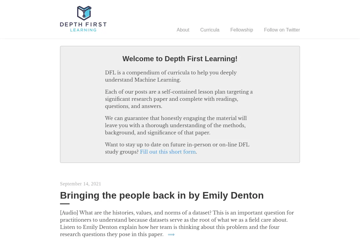 Depth First Learning