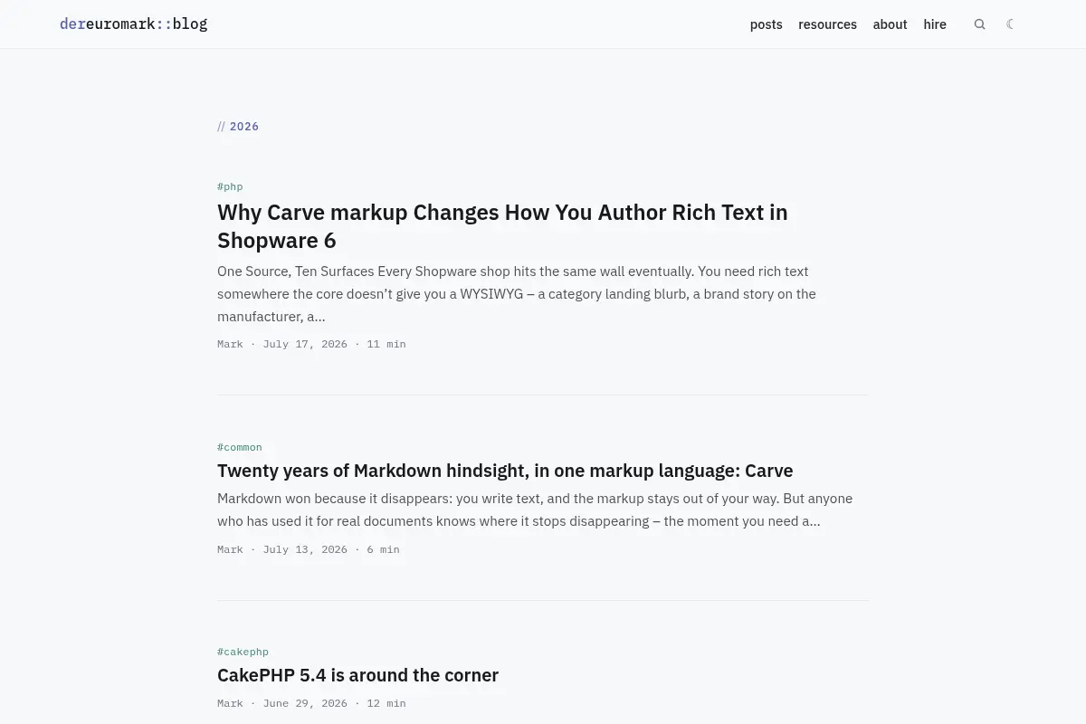 DerEuroMark – A blog about Frameworks (CakePHP), MVC, Snippets, Tips and more