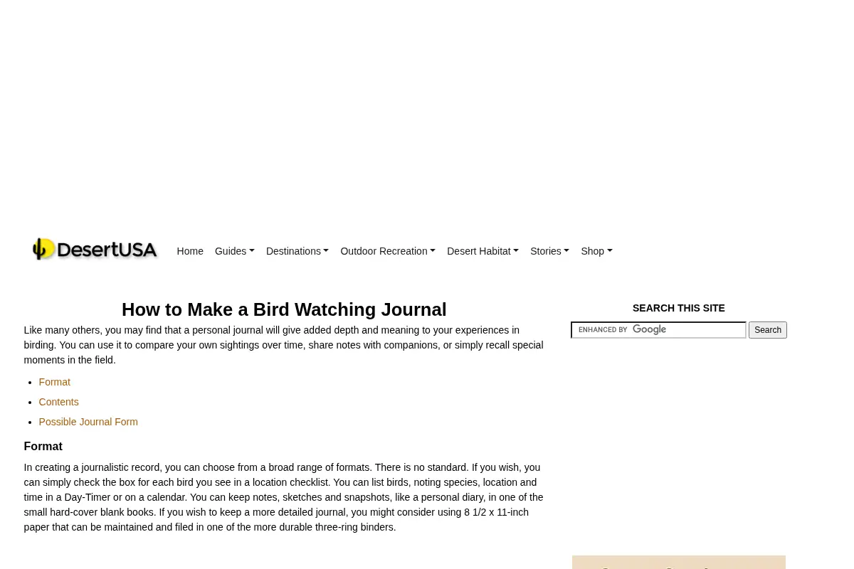 How to Create a Bird Watching Journal - DesertUSA