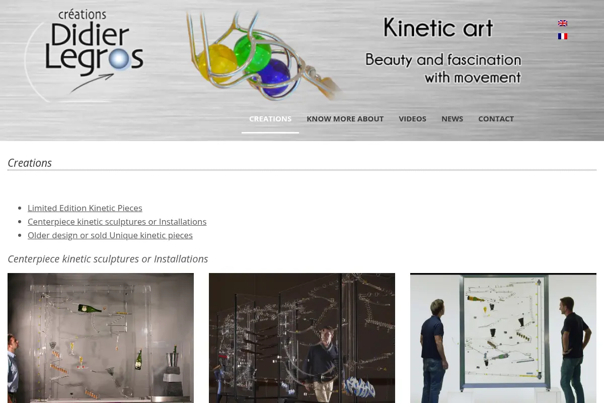 Kinetic art and wall-mounted sculptures by Didier Legros