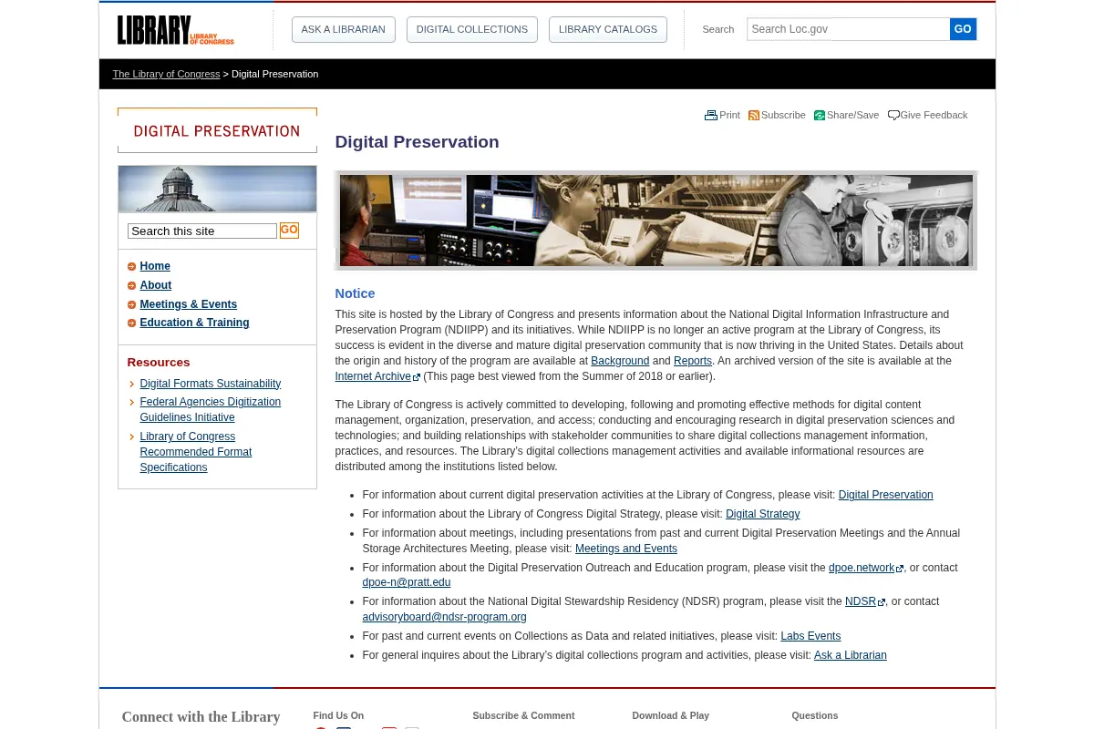 Digital Preservation (Library of Congress)