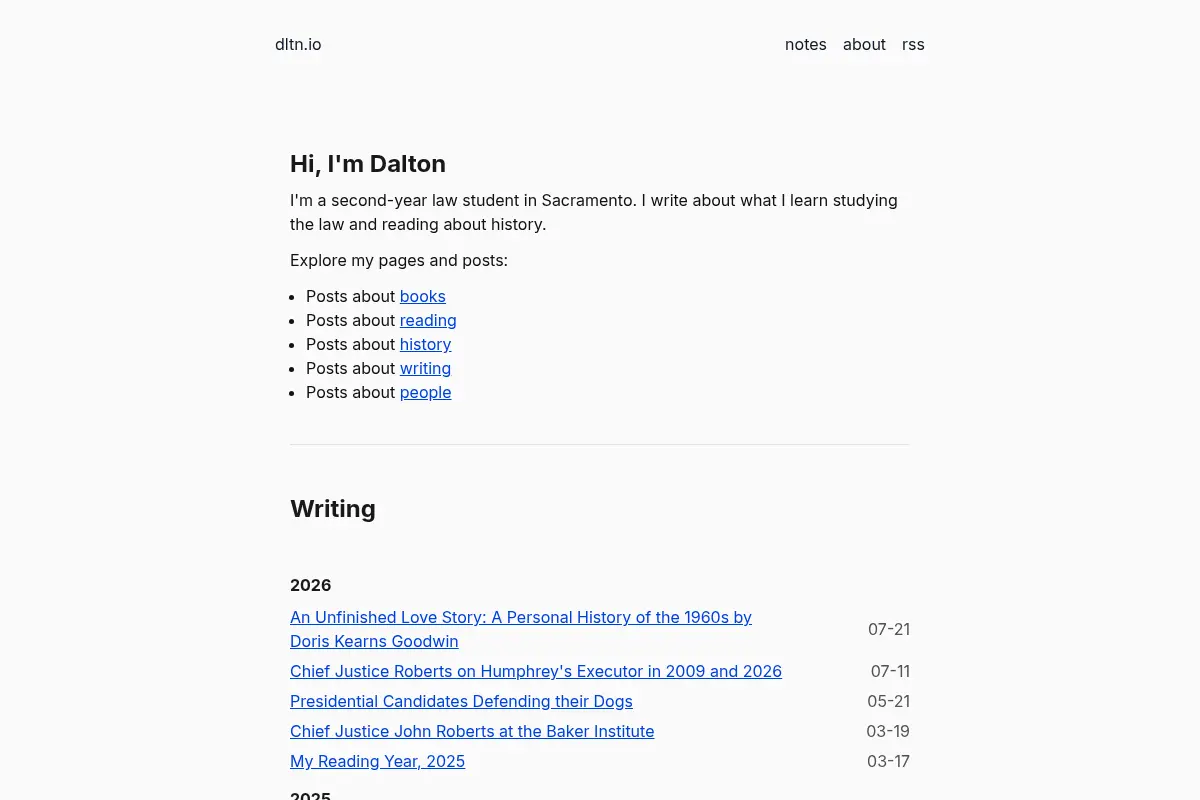 Dalton Mabery is a law student who reads and writes.