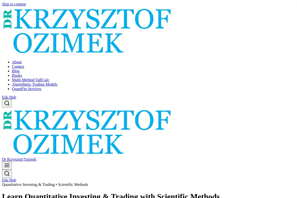 Dr Krzysztof Ozimek | Quantitative Finance Educator | Financial Analyst & Researcher