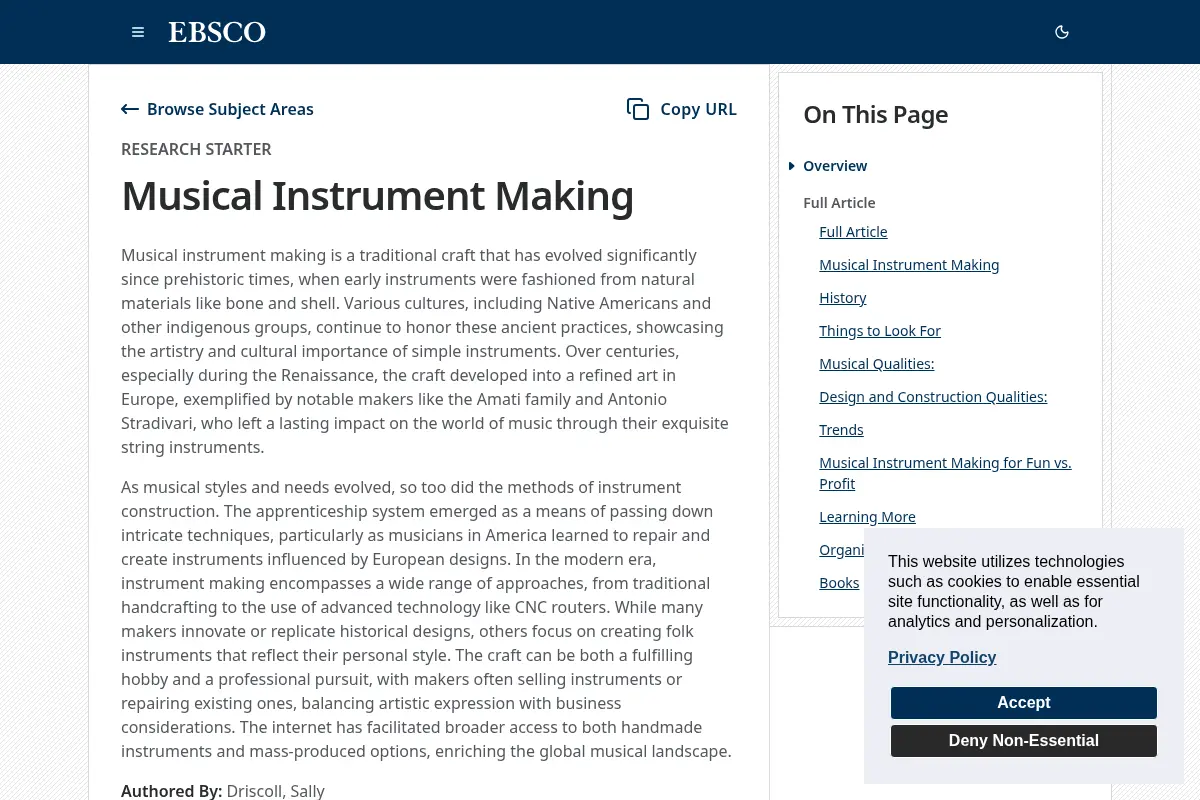 Musical Instrument Making