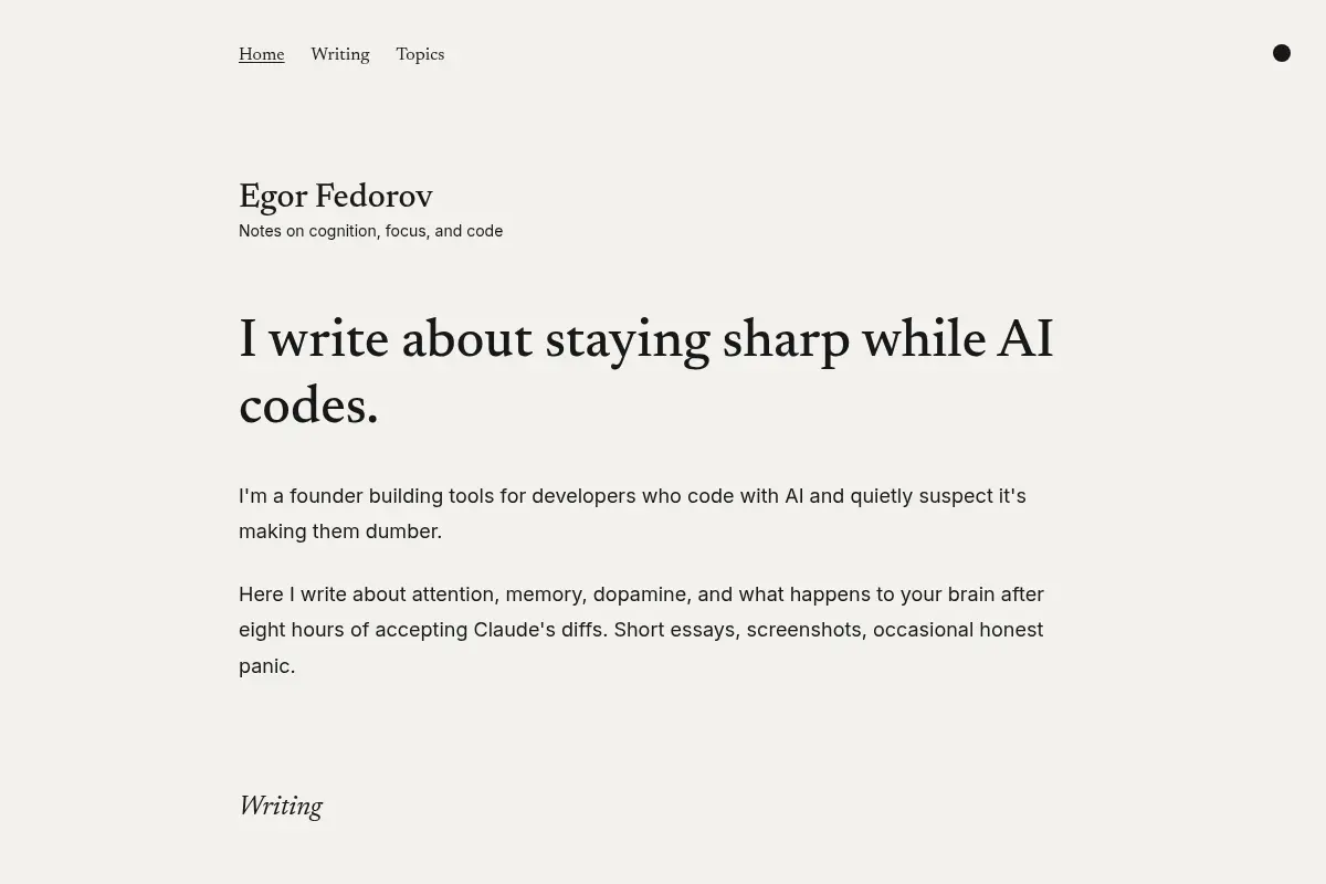 Notes on cognition, focus, and code