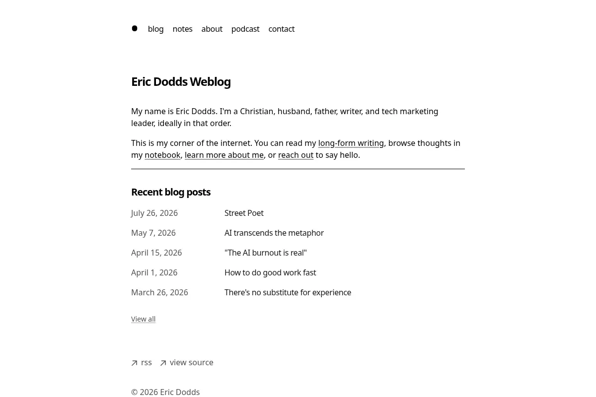 Eric Dodds Weblog