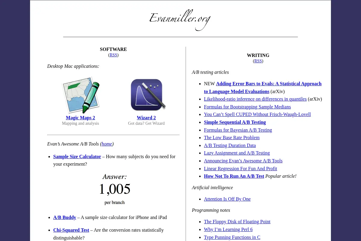 Home Page of Evan Miller
