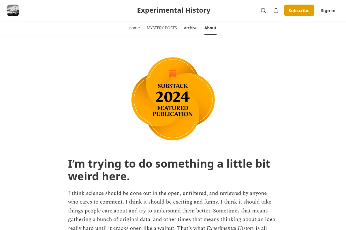 Experimental History - About