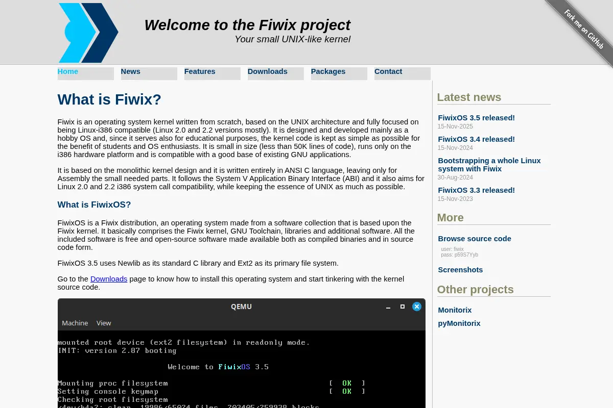 Fiwix :: your small UNIX-like kernel