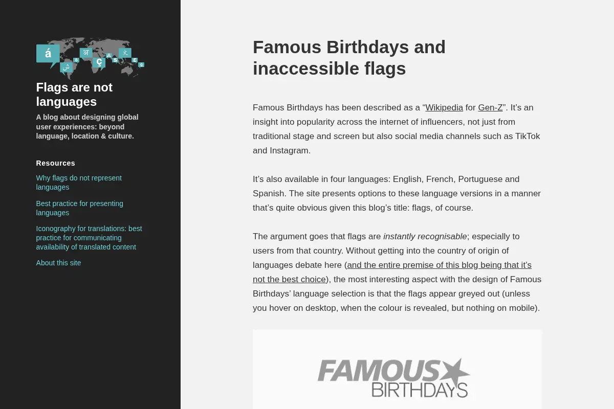 Flags are not languages