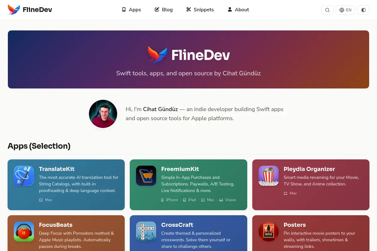 FlineDev – Swift tools, apps, and open source by Cihat Gündüz