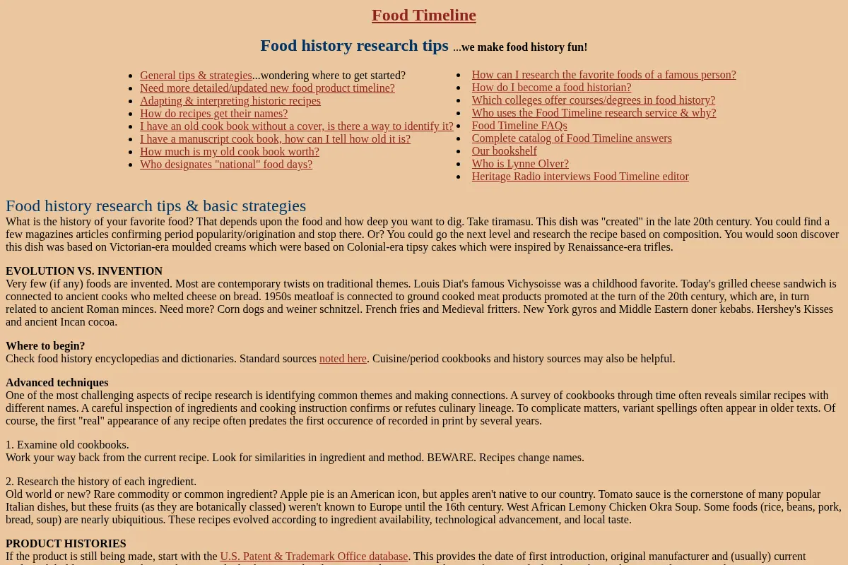 The Food Timeline