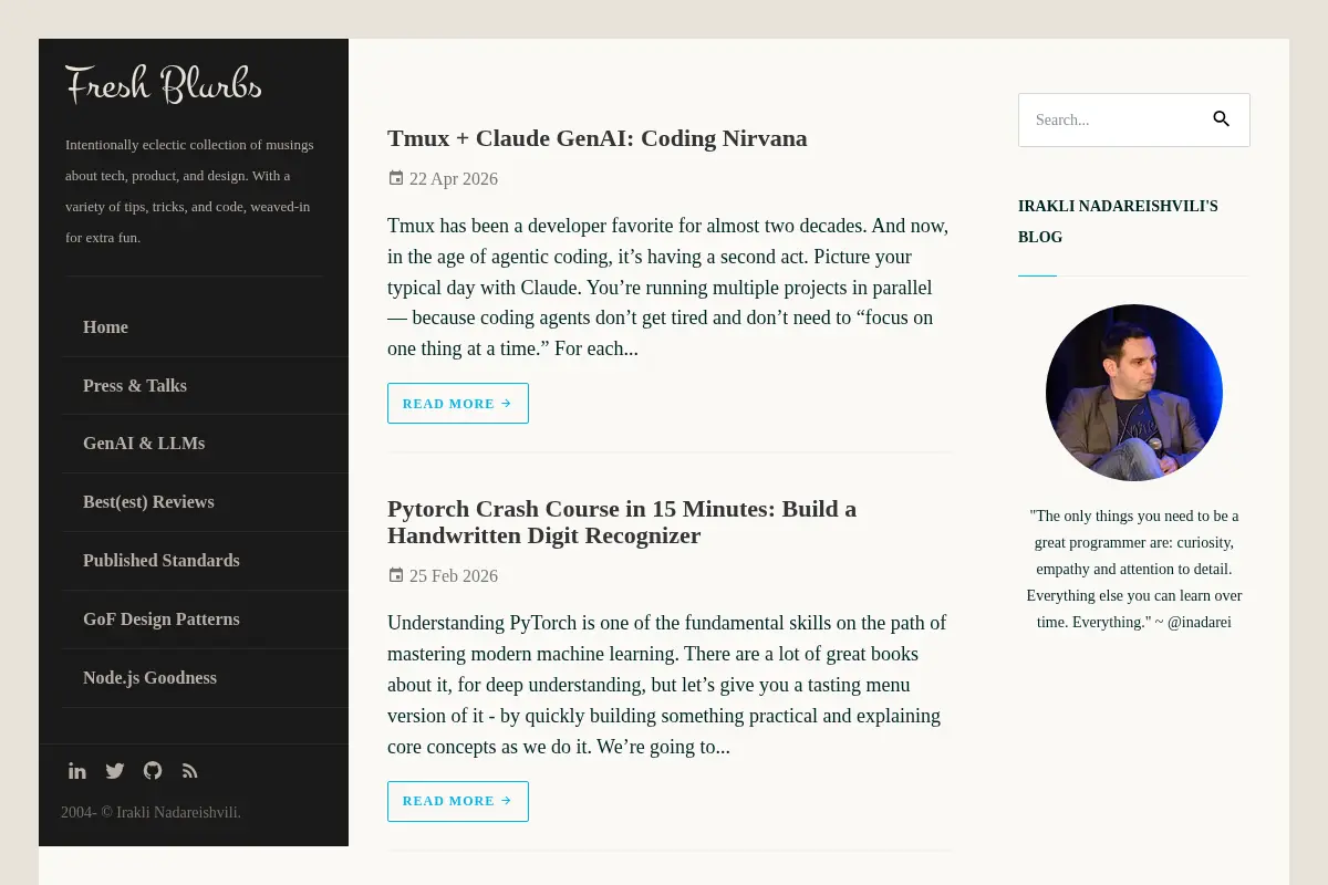 Fresh Blurbs by Irakli Nadareishvili