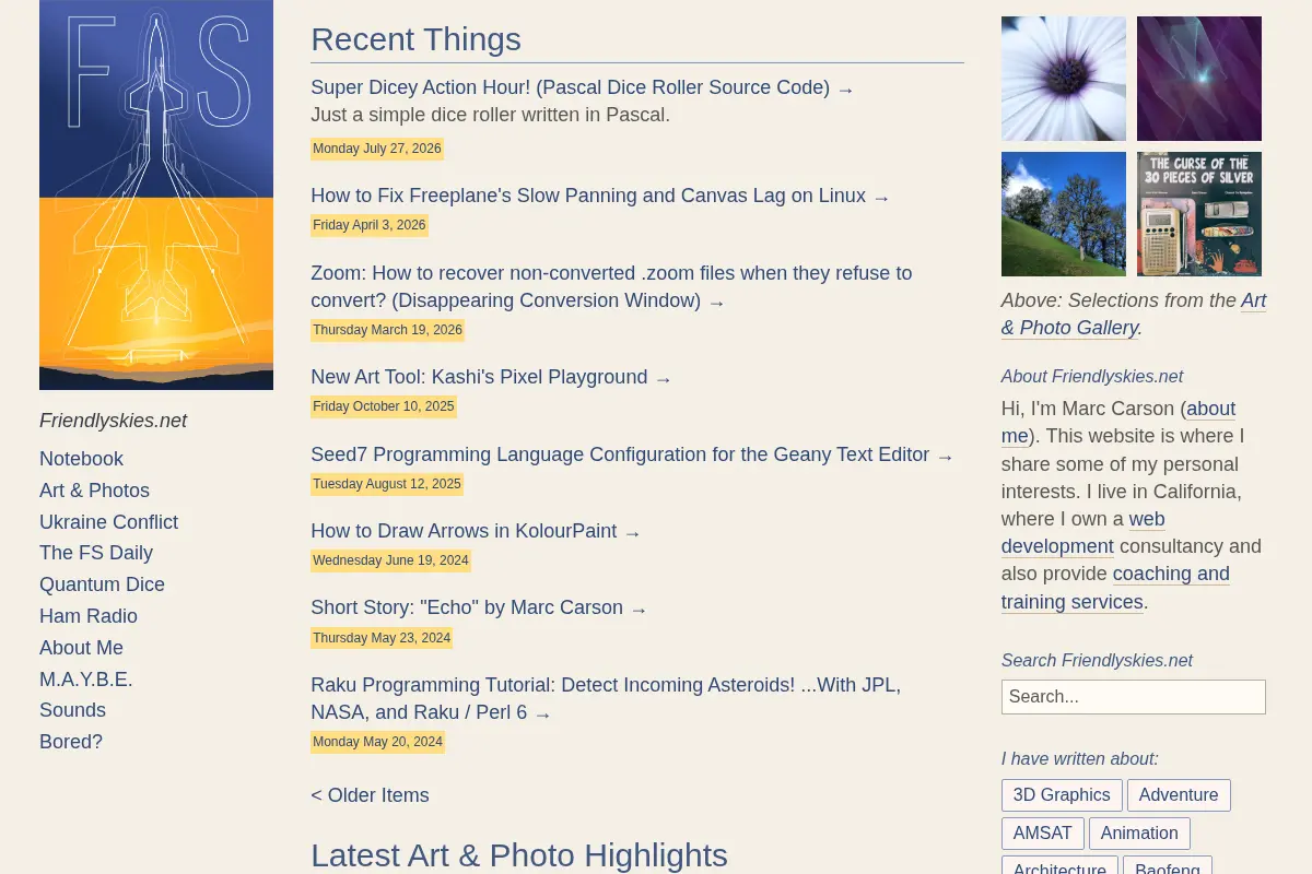 Friendlyskies.net - Art & Projects by Marc Carson