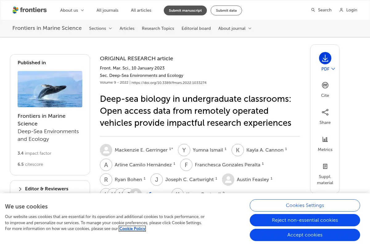 Deep-sea biology in undergraduate classrooms