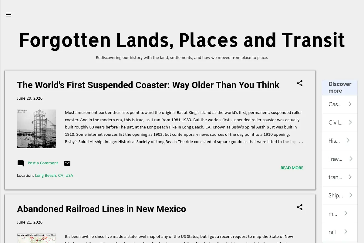 Forgotten Lands, Places and Transit