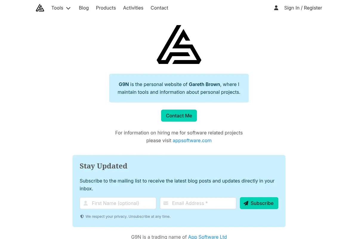 Gareth Brown - Info, Tools & Projects | G9N