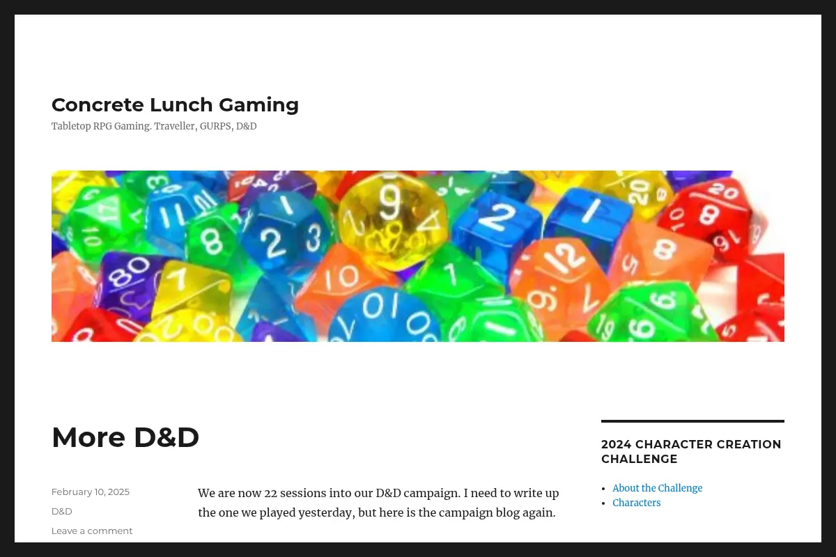 Concrete Lunch Gaming – Tabletop RPG Gaming. Traveller, GURPS, D&D