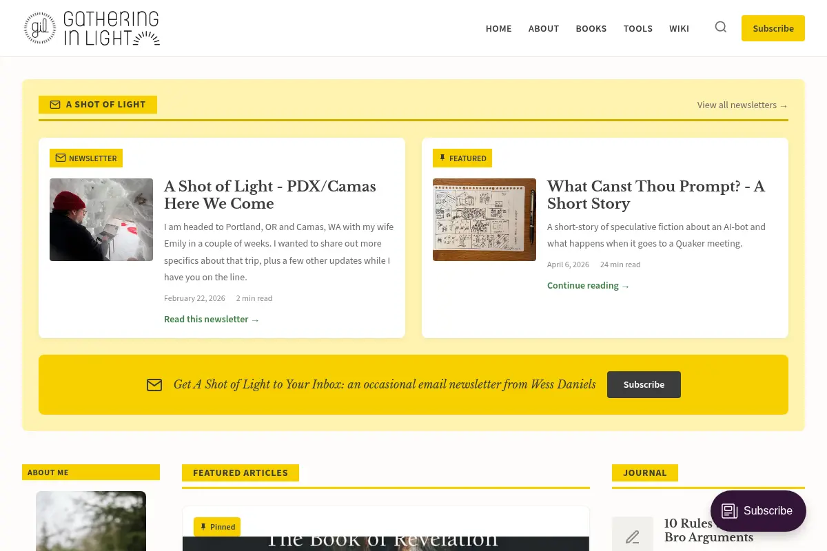 Gathering In Light - A Blog by C. Wess Daniels