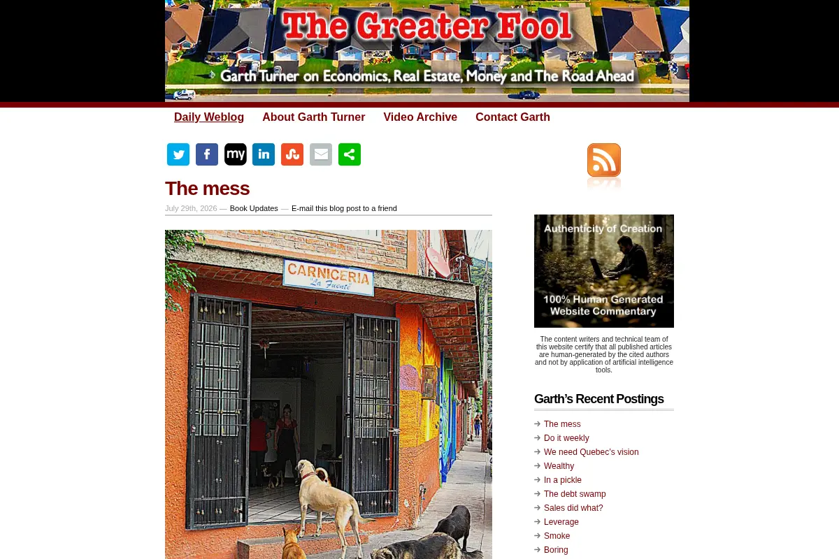 Greater Fool – Authored by Garth Turner