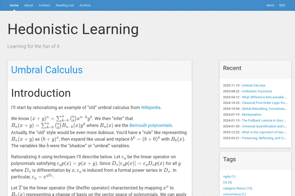 Hedonistic Learning