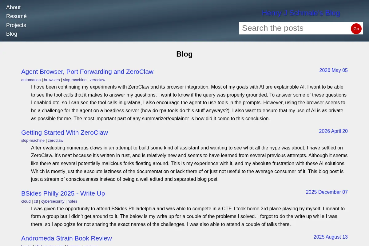 Henry J Schmale's Blog