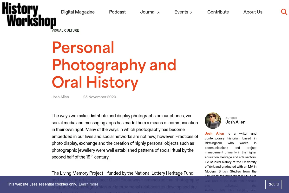 Personal Photography and Oral History