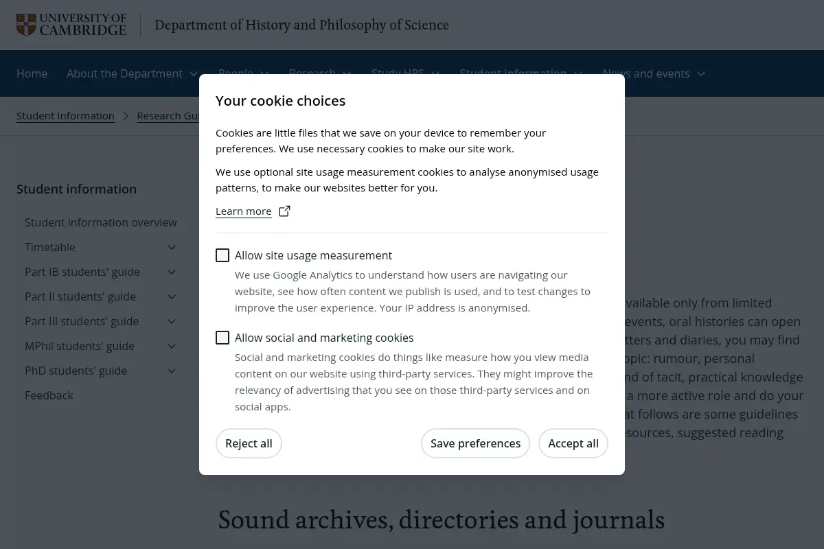 Oral History | Department of History and Philosophy of Science