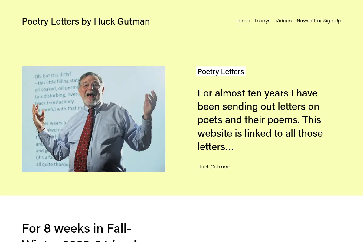 Poetry Letters by Huck Gutman