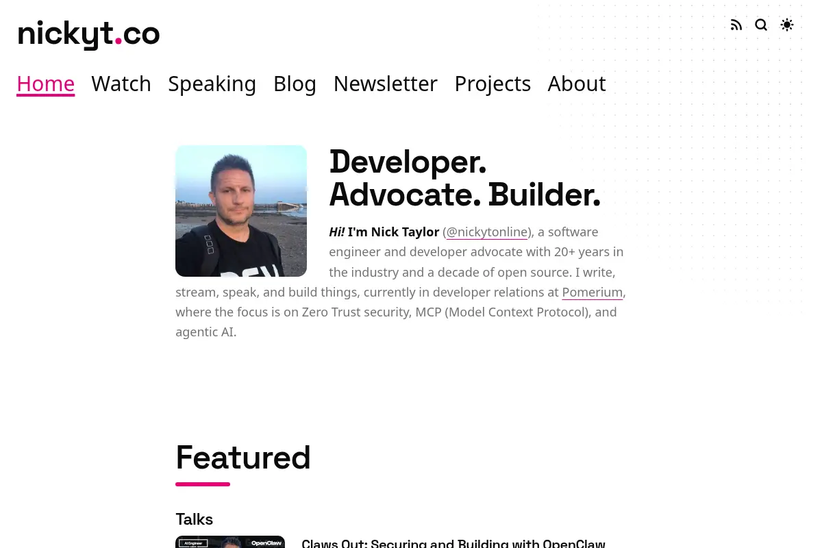 Nick Taylor — Developer. Advocate. Builder.