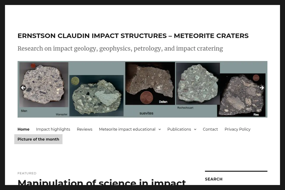 ERNSTSON CLAUDIN IMPACT STRUCTURES - METEORITE CRATERS