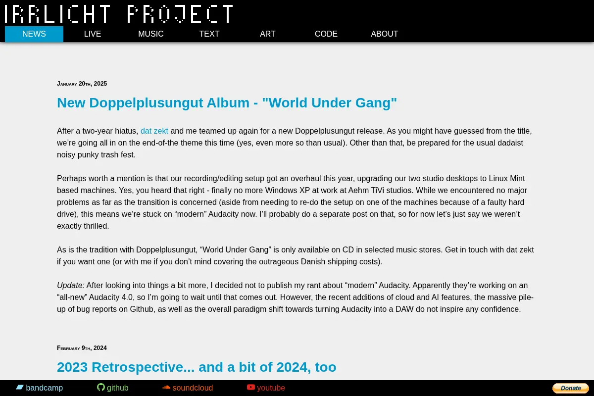 irrlicht project · 1-bit music, code art, and digital minimalism