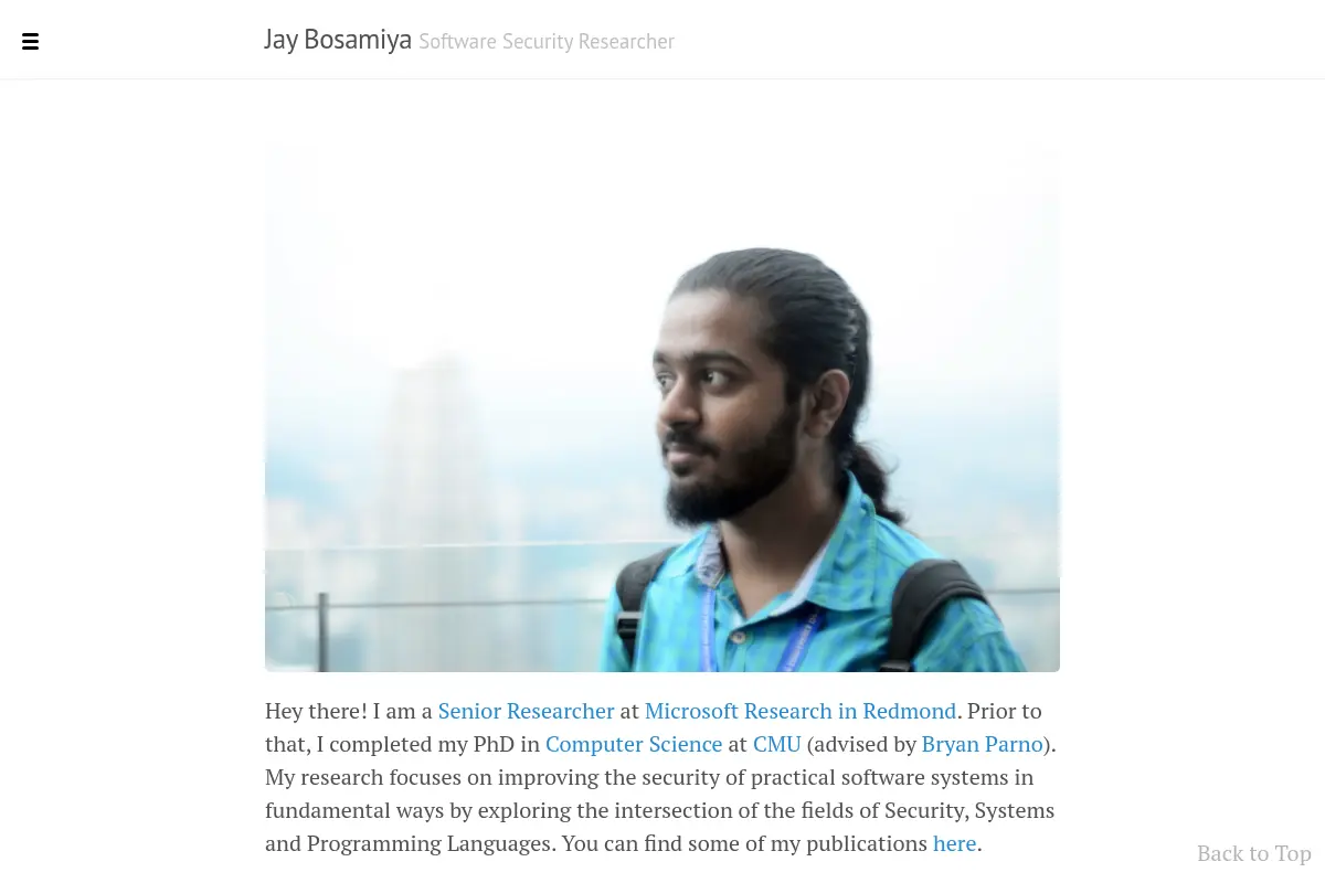 Jay Bosamiya · Software Security Researcher