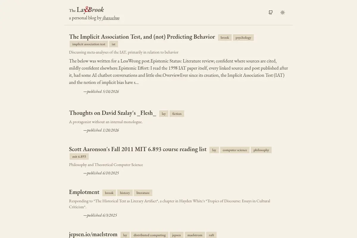 The Lay & Brook—a personal blog by jhanschoo