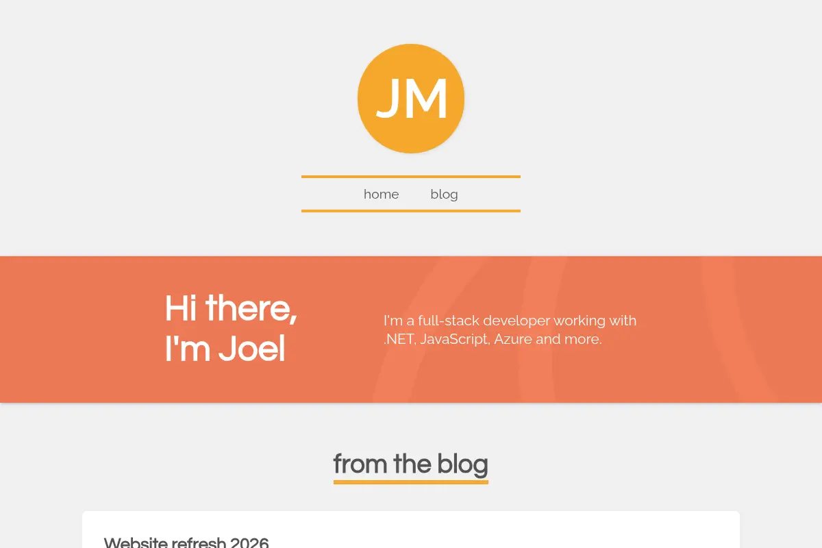 Joel Mitchell - .NET, Javascript, Azure and more