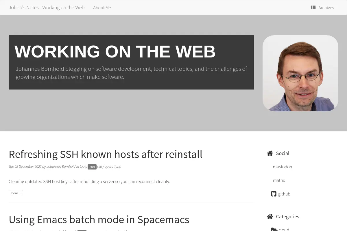 Johbo's Notes - Working on the Web