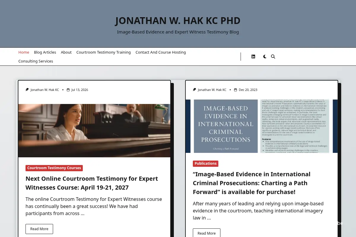 Jonathan W. Hak KC PhD – Image-Based Evidence and Expert Witness Testimony Blog