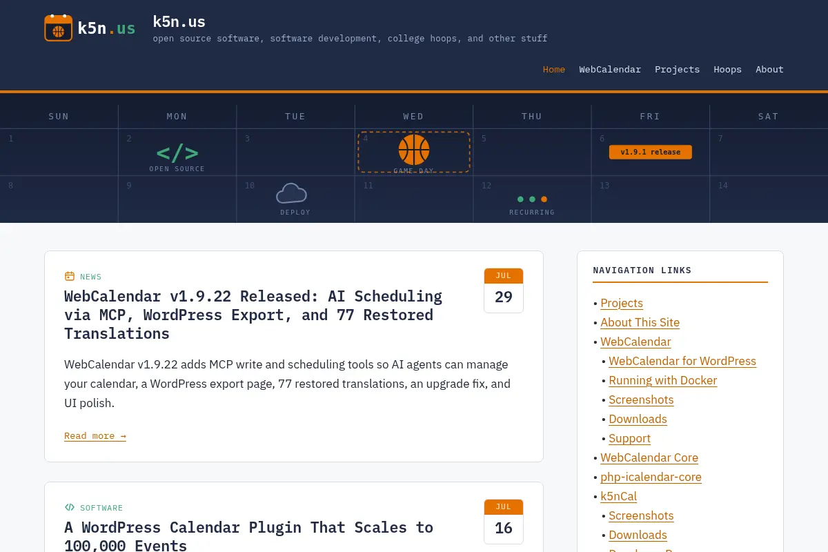 k5n.us - WebCalendar, PHP & Self-Hosted Calendar Software