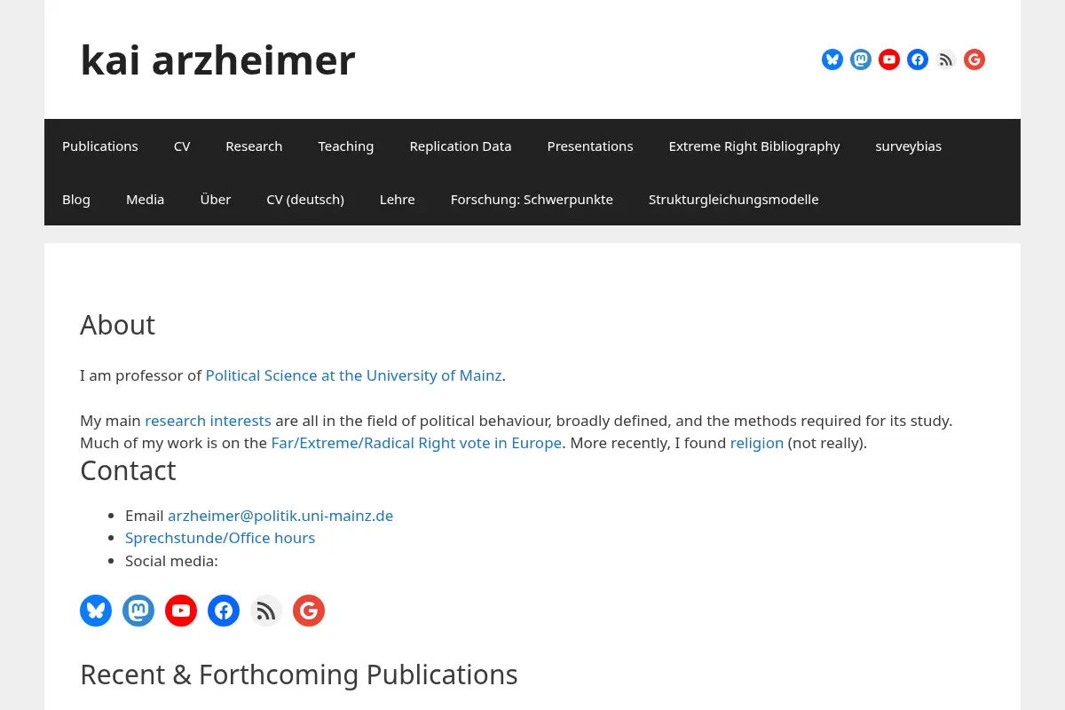 Kai Arzheimer: publications, research, teaching, CV