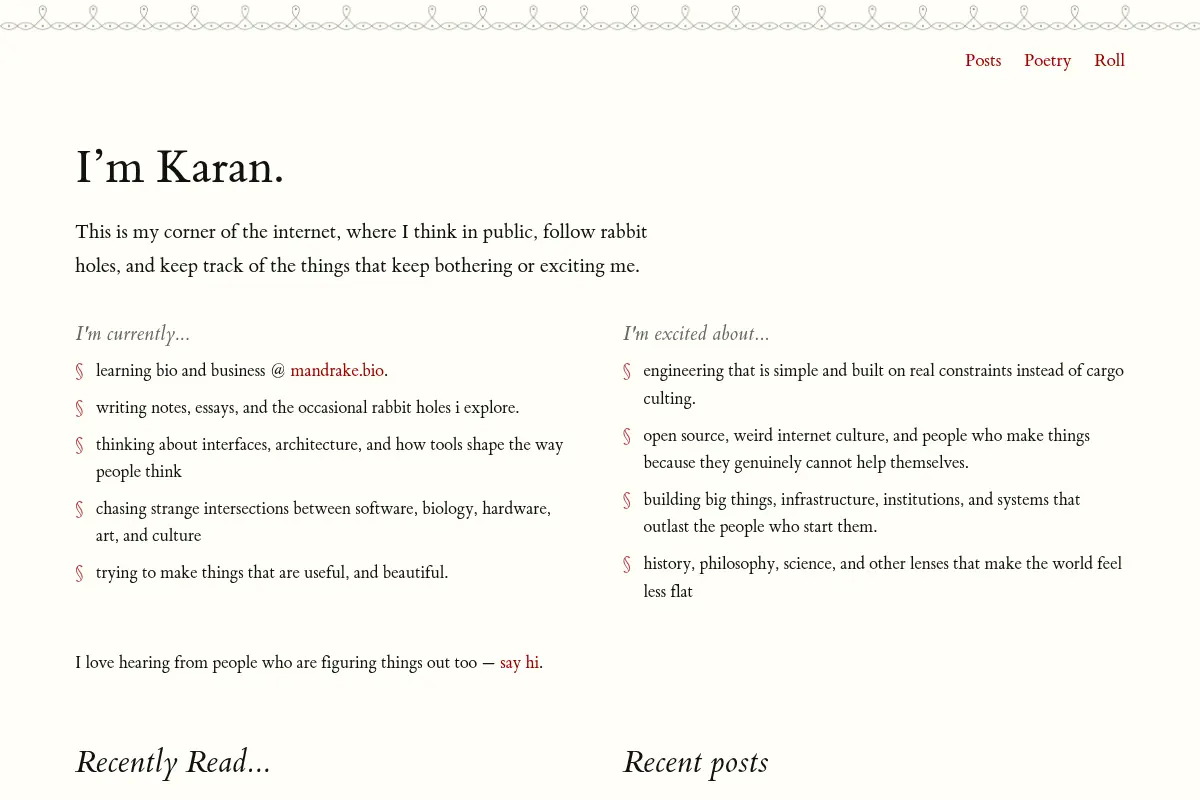 Karan’s website