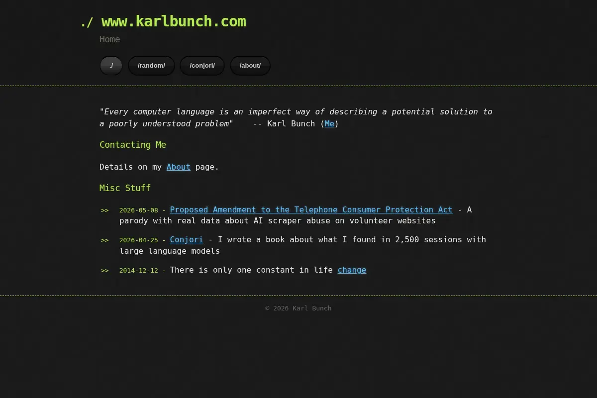 Karl Bunch, author of Conjori: Two Minds, One Channel