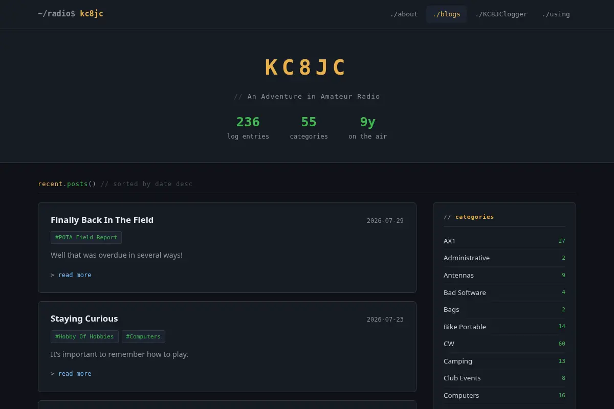 KC8JC - Amateur Radio Adventures