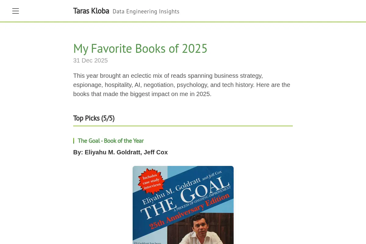 Taras Kloba · Data Engineering Insights