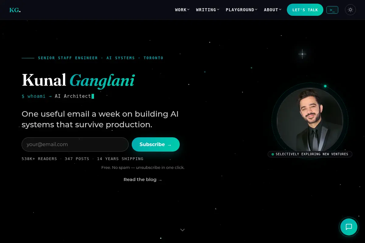 Kunal Ganglani — AI Engineering, Blog & Free Learning Paths