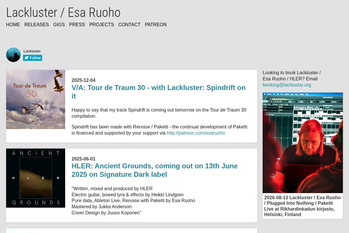 Lackluster / Esa Ruoho