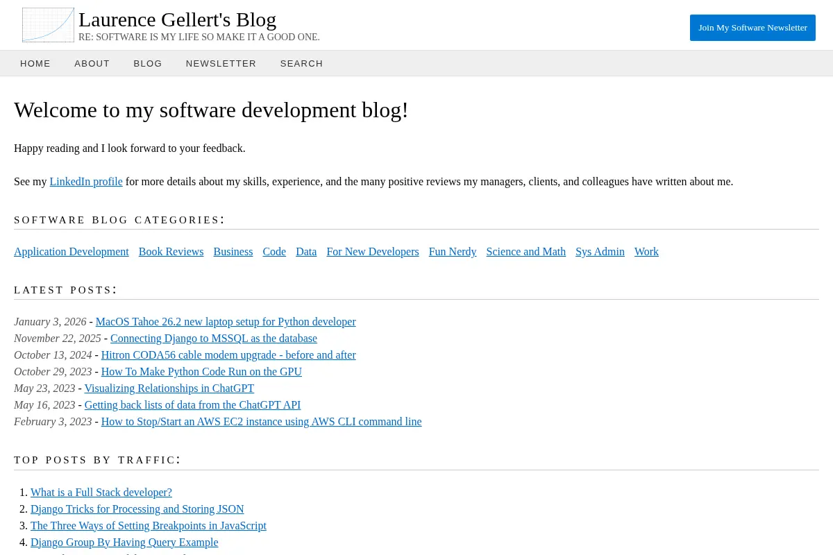 Laurence Gellert's Software Development Blog