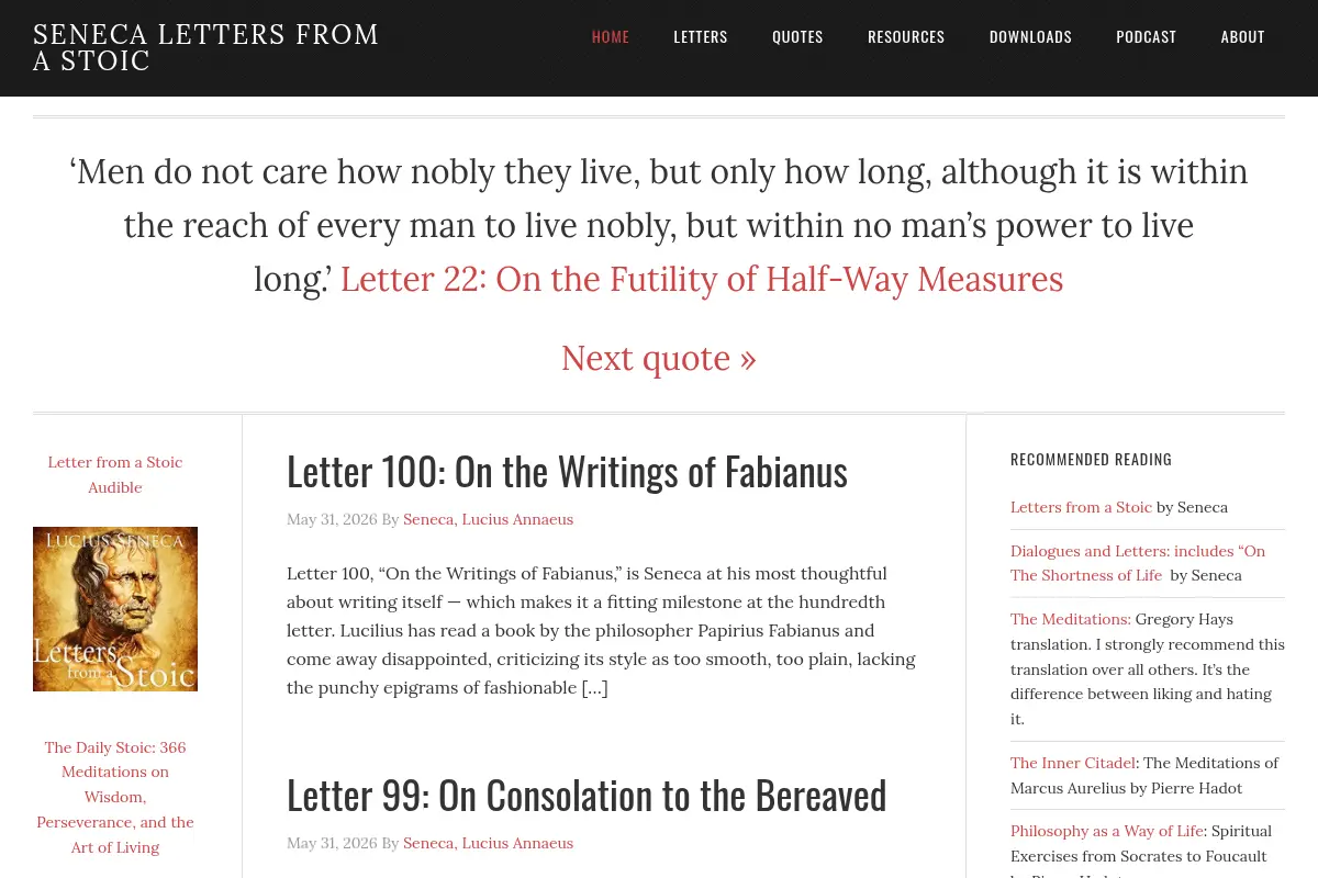 Seneca | Letters from a Stoic Online (Letters 1-124)