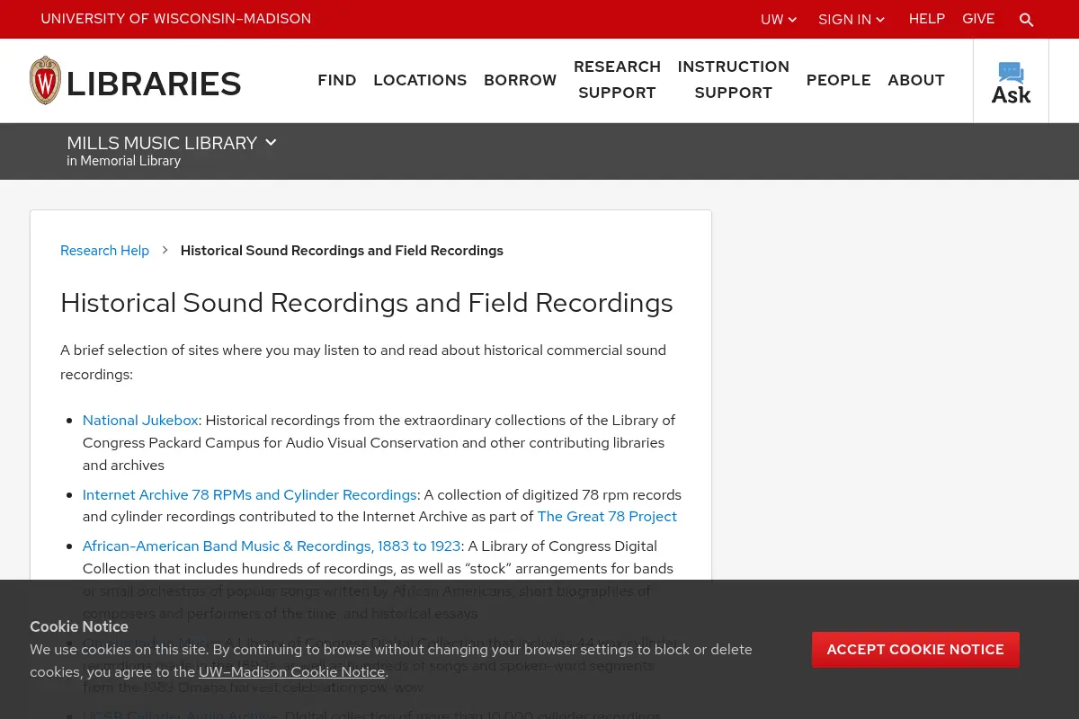 Historical Sound Recordings and Field Recordings