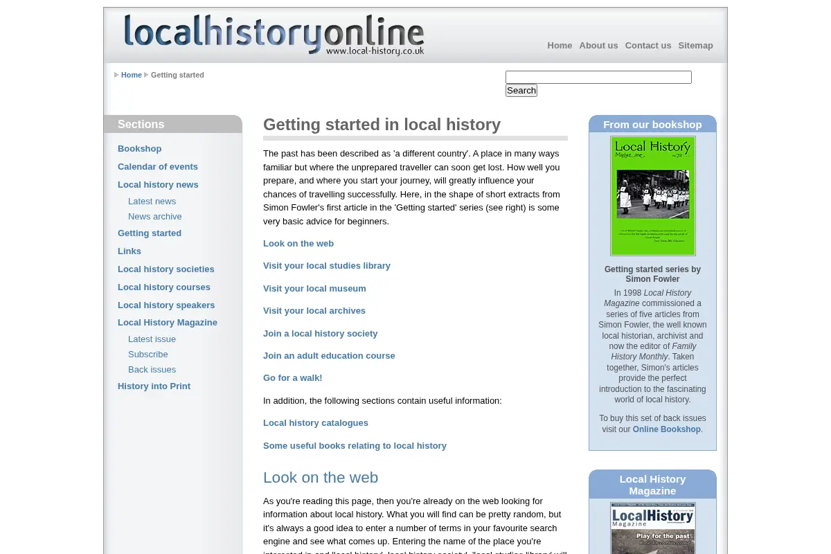 Getting started in local history: Local History Online