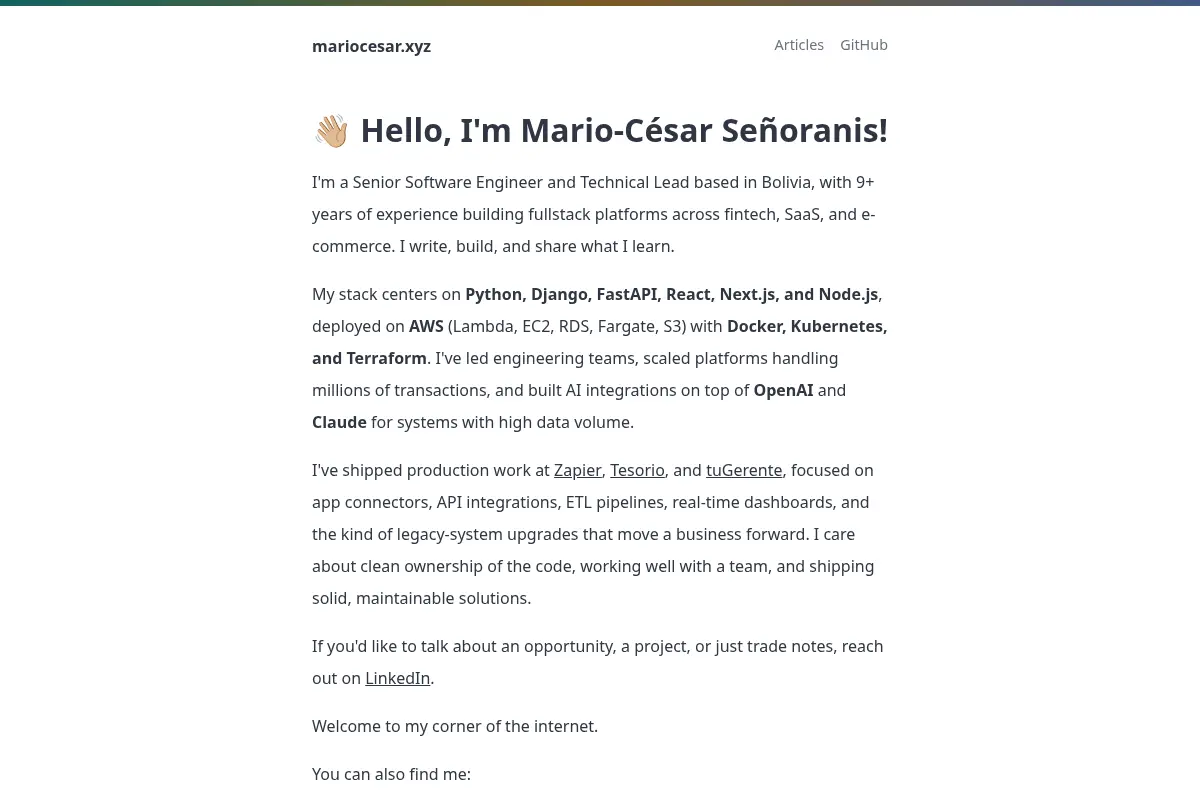 Mario-César Señoranis | Senior Software Engineer